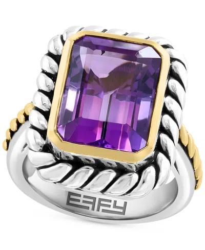 Effy Collection Effy Amethyst Rope Frame Statement Ring (6-5/8 Ct. T.w.) In Sterling Silver & Gold-plate In Silver,gol