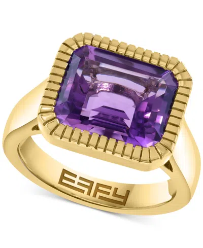 Effy Collection Effy Amethyst Solitaire Statement Ring (5-3/8 Ct. T.w.) In 14k Gold-plated Sterling Silver