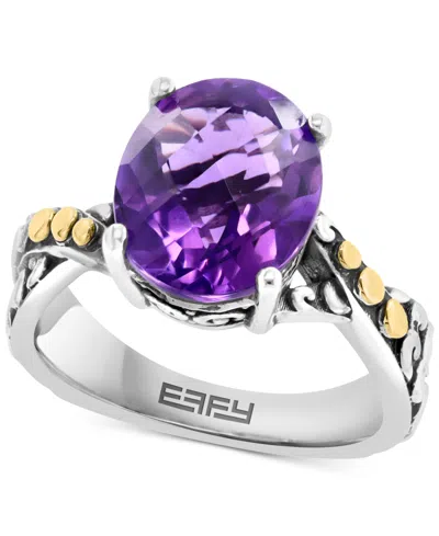 Effy Collection Effy Amethyst Twist Two-tone Statement Ring (4-7/8 Ct. T.w.) In Sterling Silver & 18k Gold-plate