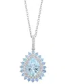 Effy Collection Effy Aquamarine (1-5/8 Ct. T.w.), Blue Topaz (3/8 Ct. T.w.) & Diamond (5/8 Ct. T.w.) 18" Pendant Nec In Multi