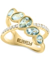 EFFY COLLECTION EFFY AQUAMARINE (1-7/8 CT. T.W.) & DIAMOND (1/4 CT. T.W.) CROSSOVER STATEMENT RING IN 14K GOLD