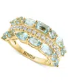 Effy Collection Effy Aquamarine (2-1/3 Ct. T.w.) & Diamond (1/5 Ct. T.w.) Multirow Ring In 14k Gold In Aquamarine