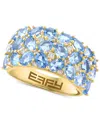 Effy Collection Effy Aquamarine (3-3/8 Ct. T.w.) & Diamond (1/5 Ct. T.w.) Cluster Ring In 14k Gold-plated Sterling S In Aquamarine
