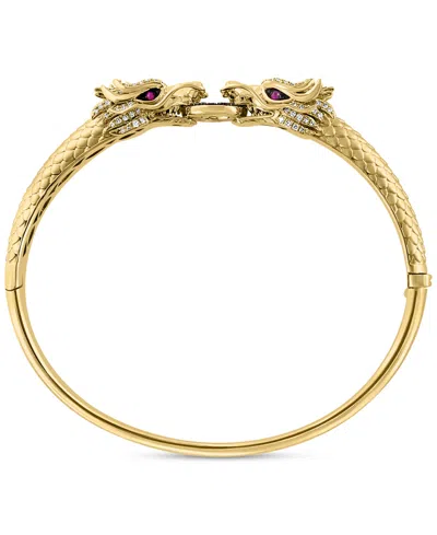 Effy Collection Effy Black & White Diamond (1/2 Ct. T.w.) & Ruby (1/20 Ct. T.w.) Dragon Bracelet In 14k Gold