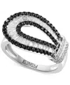 Effy Collection Effy Black & White Diamond Loop Statement Ring (5/8 Ct. T.w.) In 14k White Gold In White Gold