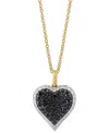 Effy Collection Effy Black Diamond (5/8 Ct. T.w.) & White Diamond (1/4 Ct. T.w.) Heart Halo 18" Pendant Necklace In In Yellow Gold