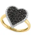 Effy Collection Effy Black Diamond (5/8 Ct. T.w.) & White Diamond (1/4 Ct. T.w.) Heart Halo Ring In 14k Gold In Yellow Gold