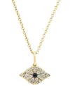 Effy Collection Effy Black Diamond Accent & Diamond (1/6 Ct. T.w.) Evil Eye 18" Pendant Necklace In Sterling Silver In 14k Yellow Gold Over Sterling Silver