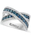 Effy Collection Effy Blue & White Diamond Crossover Statement Ring (1-1/5 Ct. T.w.) In 14k White Gold In Metallic