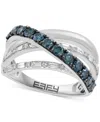 Effy Collection Effy Blue & White Diamond Multi-row Ring (1-1/20 Ct.t.w.) In 14k White Gold In Silver