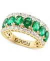 Effy Collection Effy Blue & White Sapphire Ring (3-1/2 Ct. T.w.) & Diamond (1/20 Ct. T.w.) In 14k White Gold. (also In Emerald