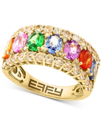 Effy Collection Effy Blue & White Sapphire Ring (3-1/2 Ct. T.w.) & Diamond (1/20 Ct. T.w.) In 14k White Gold. (also In Multi-sapphire (yellow Gold)