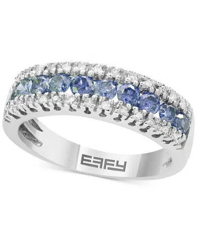 Effy Collection Effy Blue Diamond (5/8 Ct. T.w.) & White Diamond (1/10 Ct. T.w.) Band In 14k White Gold