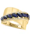 Effy Collection Effy Blue Sapphire (1-3/4 Ct. T.w.) & Diamond (1/5 Ct. T.w.) Statement Ring In 14k Yellow Gold In Sapphire