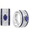 Effy Collection Effy Blue Sapphire (1-5/8 Ct. T.w.) & Diamond (1/5 Ct. T.w.) Huggie Hoop Earrings In Sterling Silver In Sapphire
