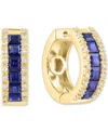 Effy Collection Effy Blue Sapphire (1-5/8 Ct. T.w.) & Diamond (1/6 Ct. T.w.) Small Hoop Earrings In 14k Yellow Gold, In Sapphire