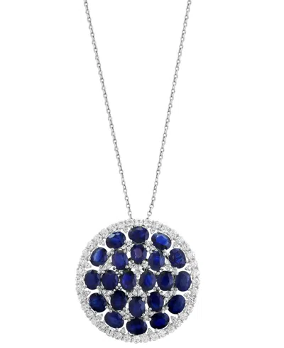 Effy Collection Effy Blue Sapphire (9 Ct. T.w.), White Sapphire (7/8 Ct. T.w.), & Diamond (1/5 Ct. T.w.) Cluster 18"