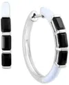 Effy Collection Effy Blue Topaz (1-7/8 Ct. T.w.) & Blue Enamel Small Hoop Earrings In Sterling Silver, 0.95" (also A In Black Spinel