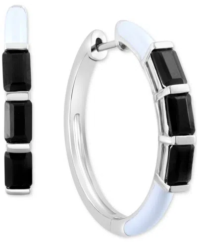 Effy Collection Effy Blue Topaz (1-7/8 Ct. T.w.) & Blue Enamel Small Hoop Earrings In Sterling Silver, 0.95" (also A In Black Spinel