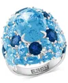 Shop Effy Collection Effy Blue Topaz (18 Ct. T.w.) & London Blue Topaz (3 Ct. T.w.) Cluster Ring In Sterling Silver (also