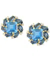 Effy Collection Effy Blue Topaz (3-3/4 Ct. T.w.), London Blue Topaz (3-5/8 Ct. T.w.) & Diamond (1/10 Ct. T.w.) Stud  In Blue