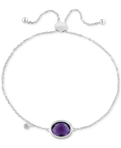Effy Collection Effy Blue Topaz (3-7/8 Ct. T.w.) & White Topaz (1/20 Ct. T.w.) Bolo Bracelet In Sterling Silver (als In Amethyst