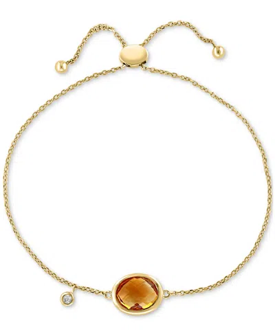 Effy Collection Effy Blue Topaz (3-7/8 Ct. T.w.) & White Topaz (1/20 Ct. T.w.) Bolo Bracelet In Sterling Silver (als In Citrine