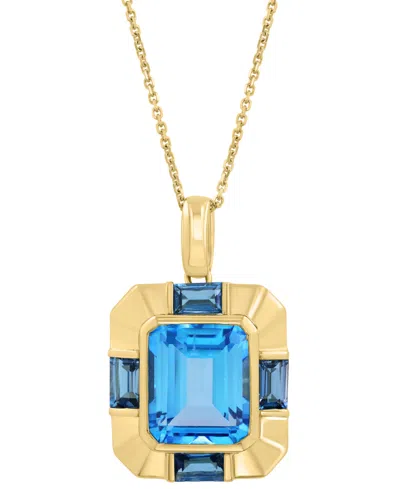 Effy Collection Effy Blue Topaz (7-5/8 Ct. T.w.) & London Blue Topaz (1-3/8 Ct. T.w.) 18" Pendant Necklace In 14k Go