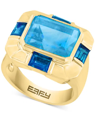 Effy Collection Effy Blue Topaz (7 Ct. T.w.) & London Blue Topaz (1-1/2 Ct. T.w.) Statement Ring In 14k Gold-plated 