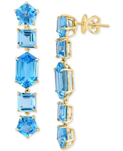 Effy Collection Effy Blue Topaz Mixed Cut Linear Drop Earrings (17-1/2 Ct. T.w.) In 14k Gold