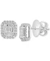 Effy Collection Effy Certified Diamond Baguette & Round Halo Emerald Shaped Cluster Stud Earrings (3/8 Ct. T.w.) In In White Gold