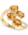 Effy Collection Effy Citrine (1-5/8 Ct. T.w) & Diamond (1/10 Ct. T.w.) Cluster Bypass Ring In 14k Gold In Yellow Gold