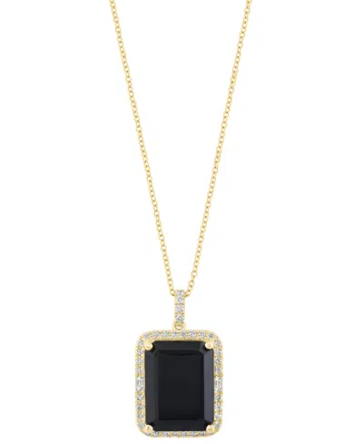 Effy Collection Effy Citrine (11-1/3 Ct. T.w.) & Diamond (1/3 Ct. T.w.) Emerald-cut Halo 18" Pendant Necklace In 14k In Onyx
