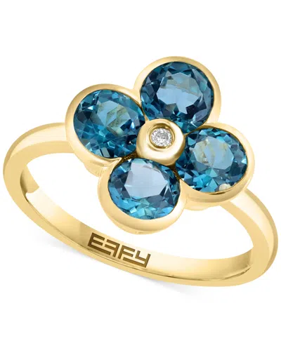 Effy Collection Effy Citrine (2-1/6 Ct. T.w.) & Diamond Accent Flower Statement Ring In 14k Yellow Gold (also In Blu