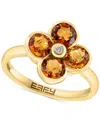 Effy Collection Effy Citrine (2-1/6 Ct. T.w.) & Diamond Accent Flower Statement Ring In 14k Yellow Gold (also In Blu