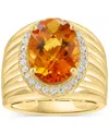 Effy Collection Effy Citrine (4-7/8 Ct. T.w.) & Zircon (1/3 Ct. T.w.) Statement Ring In 14k Gold Over Silver In Citrine