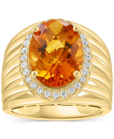 Effy Collection Effy Citrine (4-7/8 Ct. T.w.) & Zircon (1/3 Ct. T.w.) Statement Ring In 14k Gold Over Silver