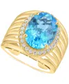 Effy Collection Effy Citrine (4-7/8 Ct. T.w.) & Zircon (1/3 Ct. T.w.) Statement Ring In 14k Gold Over Silver (also I