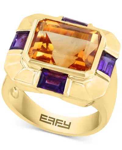 Effy Collection Effy Citrine (5-3/4 Ct. T.w.) & Amethyst (1-1/2 Ct. T.w.) Statement Ring In Gold Over Silver