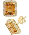 Effy Collection Effy Pink Amethyst (5-1/2 Ct. T.w.) & Diamond (3/8 Ct. T.w.) Halo Stud Earrings In 14k Gold (also In In Citrine