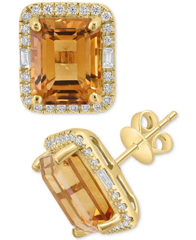 Effy Collection Effy Pink Amethyst (5-1/2 Ct. T.w.) & Diamond (3/8 Ct. T.w.) Halo Stud Earrings In 14k Gold (also In In Citrine