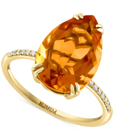 Effy Collection Effy Citrine (5-1/6 Ct. T.w.) & White Sapphire (1/6 Ct. T.w.) Statement Ring In 14k Gold-plated Ster