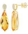 Effy Collection Effy Citrine (8-5/8 Ct. T.w.) & Diamond (1/6 Ct. T.w.) Drop Earrings In 14k Yellow Gold