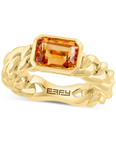 Effy Collection Effy Citrine Chain Link Statement Ring (1-1/2 Ct. T.w.) In Gold-plated Sterling Silver In 14k Yellow