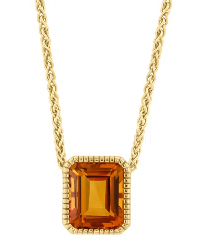 Effy Collection Effy Citrine Pendant Necklace (5-7/8 Ct. T.w.) In 14k Gold Over Silver, 17" + 1" Extender