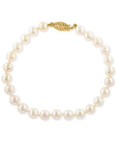 Effy Collection Effy Cultured Akoya Pearl (6mm) Filigree Clasp Bracelet In Gold