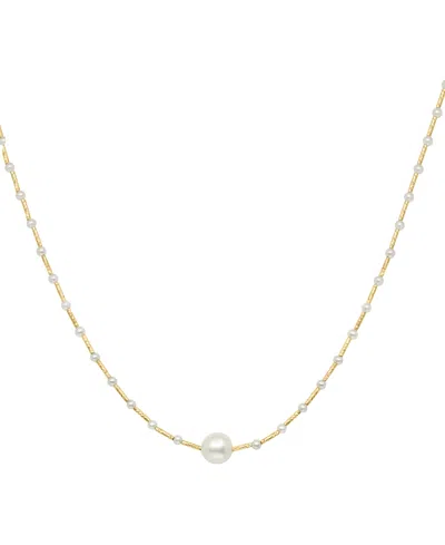 Effy Collection Effy Cultured Freshwater Pearl (2-1/2 & 8-1/2mm) Collar Necklace In 14k Gold, 14-3/4" + 1-1/4" Exten