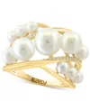 Effy Collection Effy Cultured Freshwater Pearl (3-7mm) & Diamond (1/10 Ct. T.w.) Openwork Crossover Statement Ring I In Gold