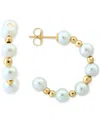 Effy Collection Effy Cultured Freshwater Pearl (4-1/2mm) Small Hoop Earrings In 14k Yellow Gold, 0.62" In Gold