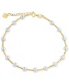 Effy Collection Effy Cultured Freshwater Pearl (4mm) Textured Link Bracelet In 14k Gold In Gold